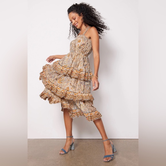 NWT Cleobella ‘Rosalie’ Tiered Midi Dress in Kaleidoscope Sz XS - Picture 9 of 16